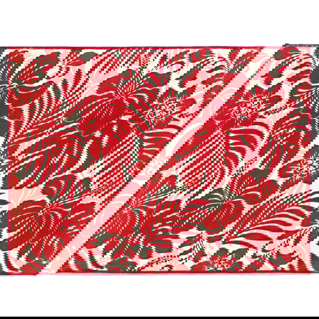 Drying Mat, Hibiscus Floral - Red