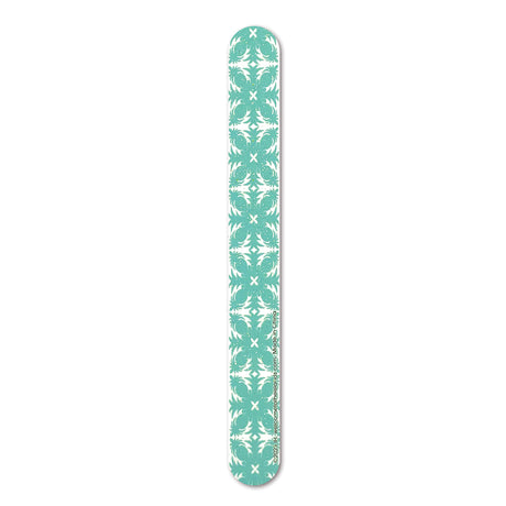 Pineapple Quilt Emery Board – Teal, island-themed with non-toxic glitter, rhinestones, and foam pad insert for buffing nails and toenails.