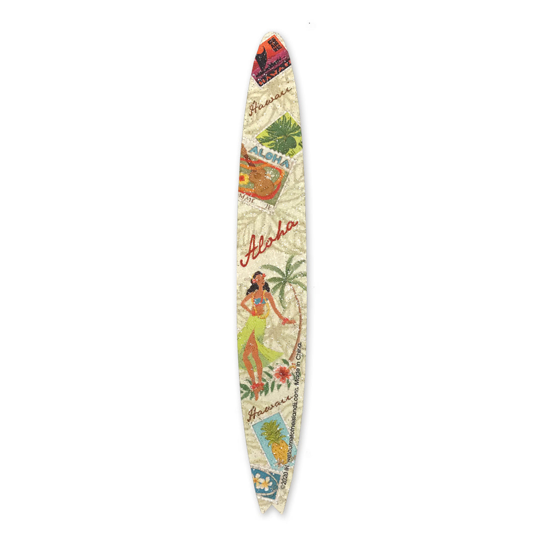 Emery Surfboard Stamped With Aloha