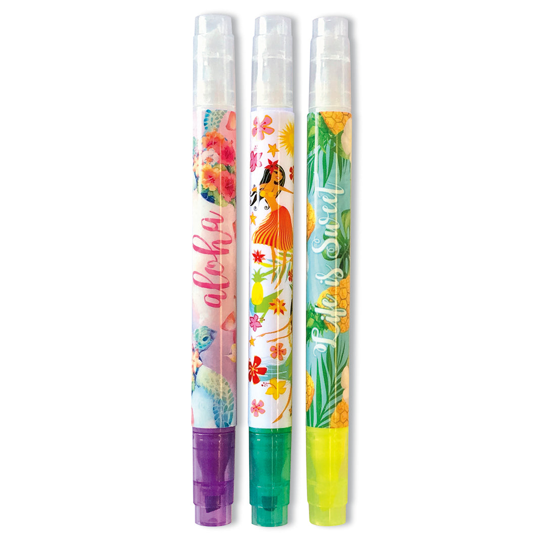 Erasable Highlighter Pens, Watercolor Honu/Life is Sweet/Island Hula Honeys (Set)