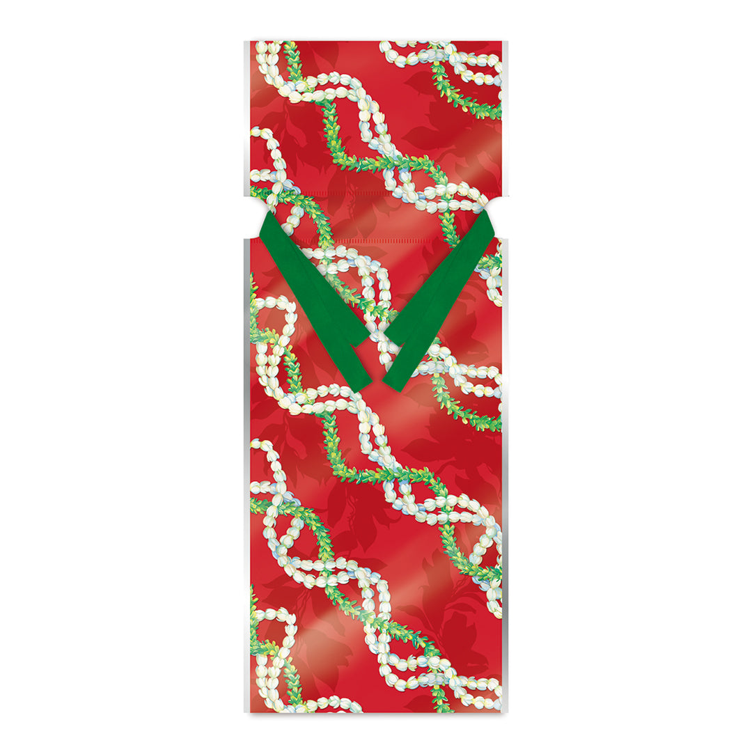 Foil Drawstring Wine Gift Bags 3 Pack, Pikake Lei II