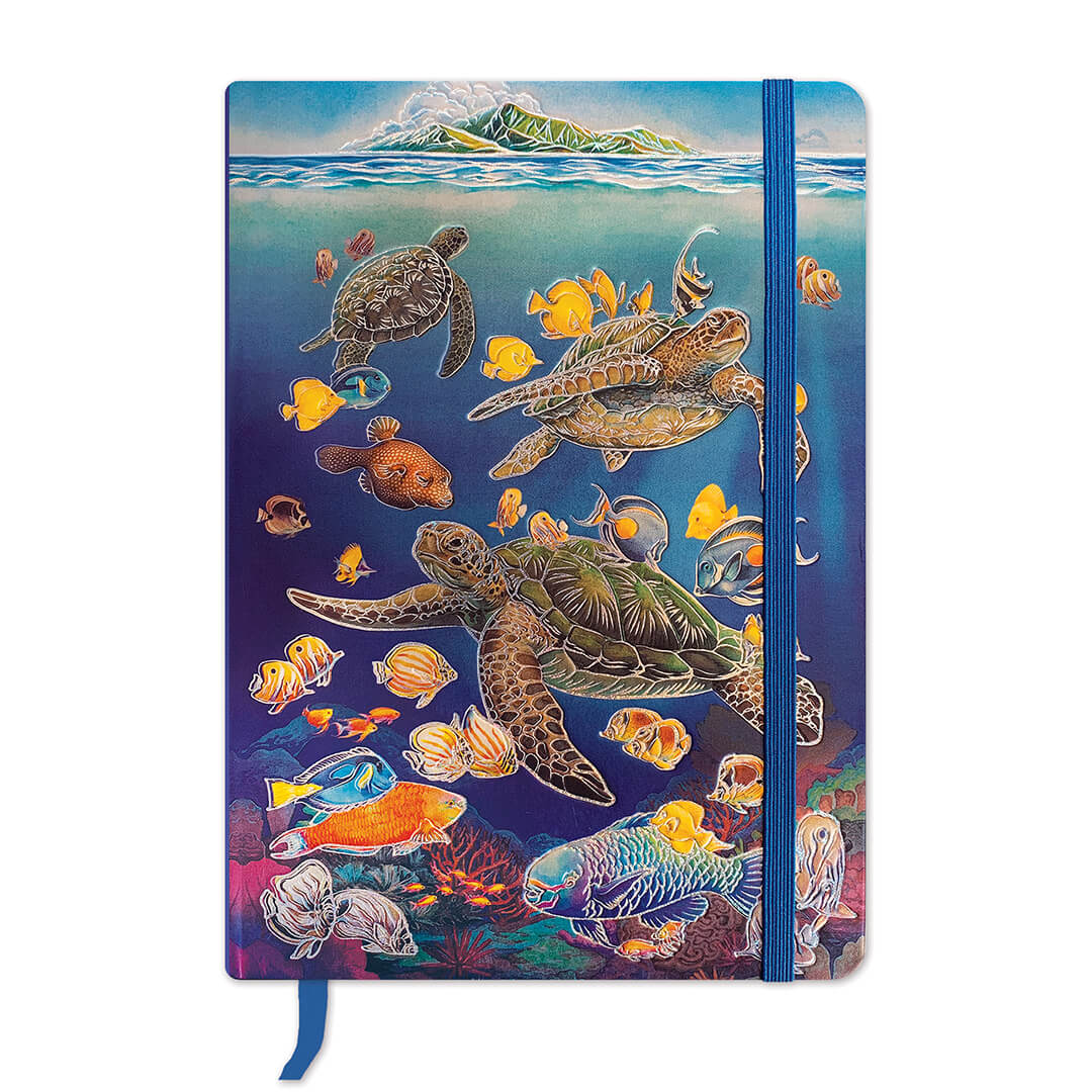 Foil Notebook with Elastic Band, Ocean of Friends STATIONERY