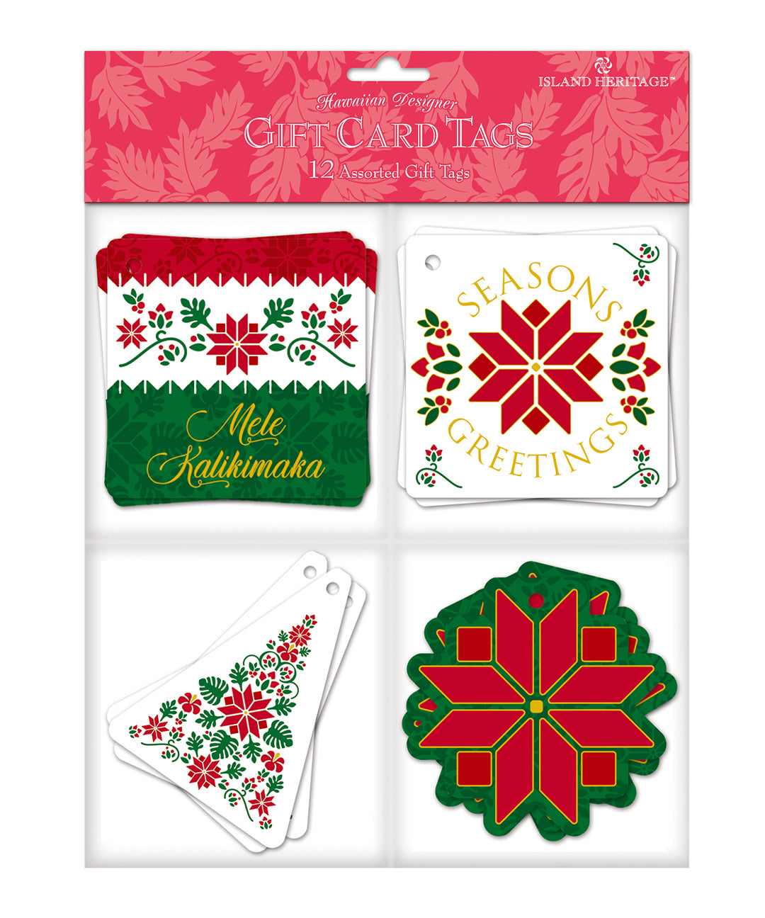 Gift Tag 12-Pack, Hawaiian Holiday Tree