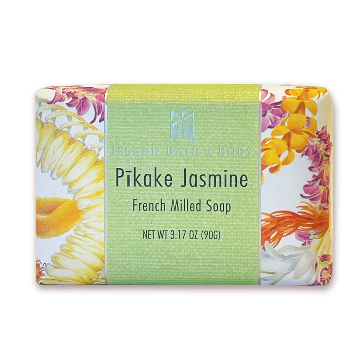 Pikake Jasmine French Milled Soap with floral design on packaging