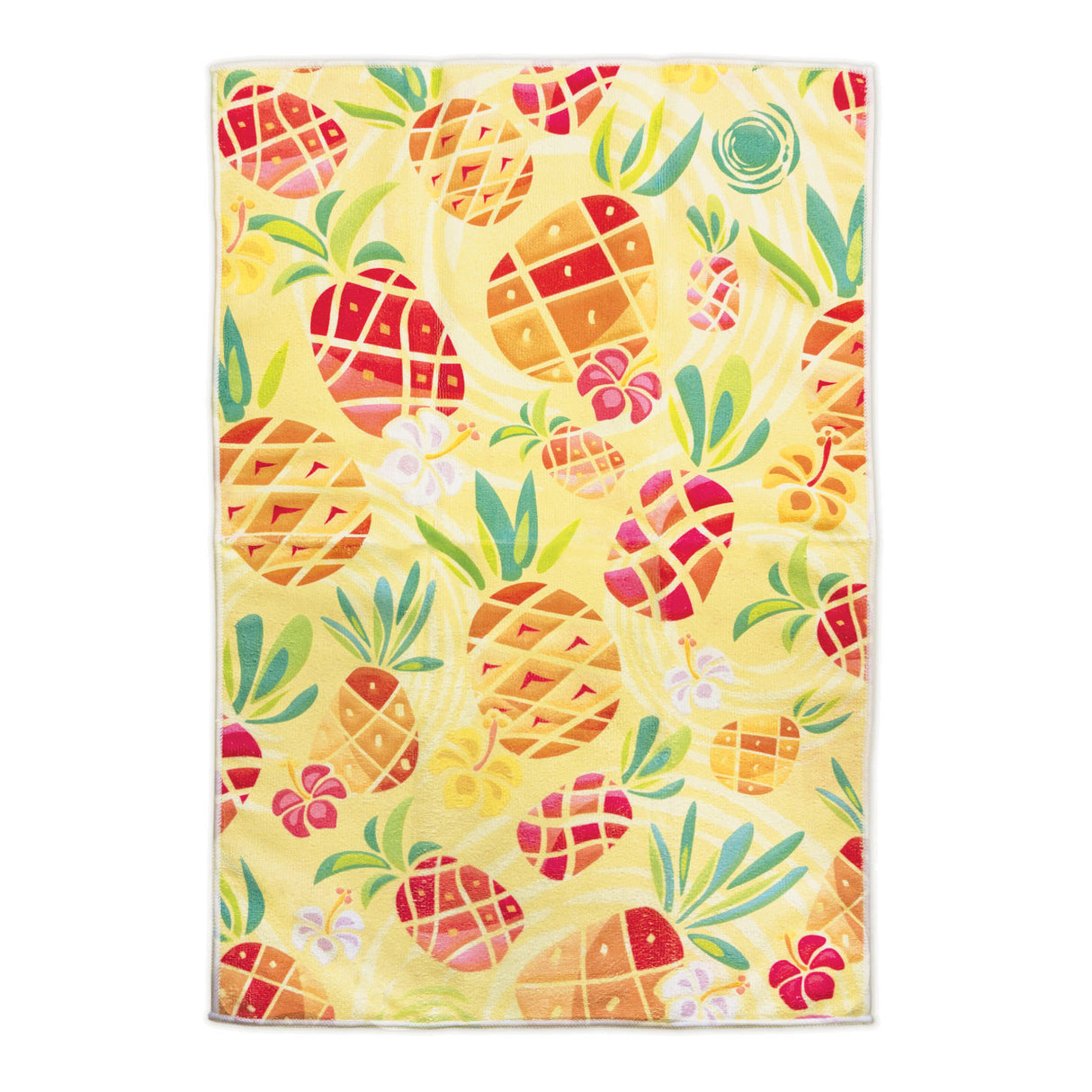 Colorful pineapple pattern on a yellow background