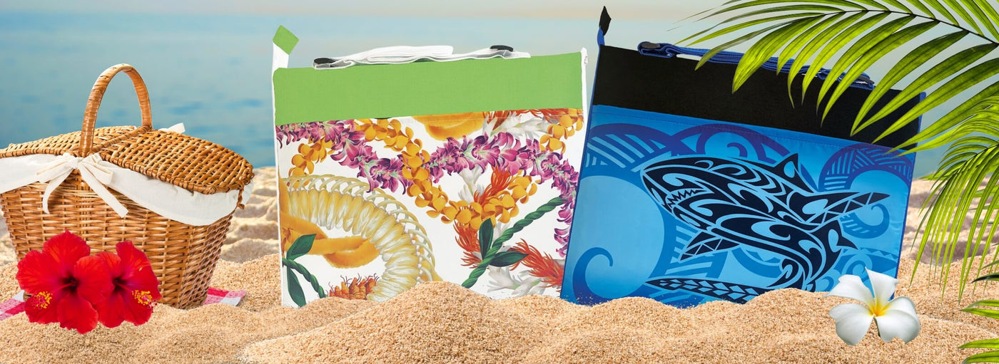 Island Heritage's Beach Mats Collection banner, featuring colorful and durable mats inspired by the beauty of Hawaii, perfect for beach days and outdoor fun