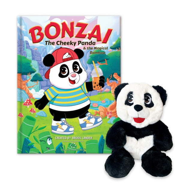 Bonzai Children's Book and Plush Gift Bundle featuring an engaging storybook about Bonzai the character, paired with a soft, cuddly plush toy for young readers.