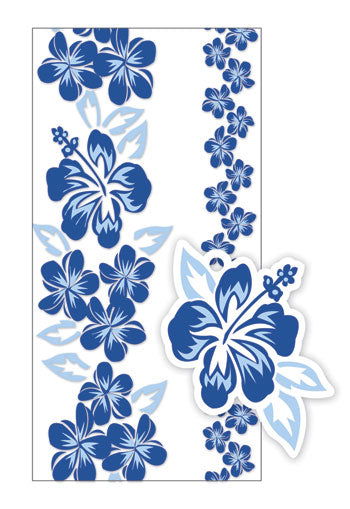 Candy Lei Kit, Hibiscus/Plumeria Panel in blue, featuring colorful candy and floral accents, ideal for making your own vibrant candy lei.