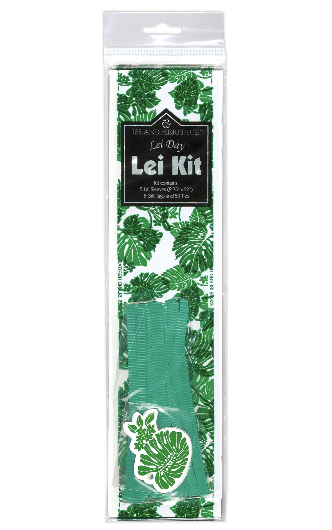 Candy Lei Kit, Monstera - Green packaging, featuring a vibrant green tropical monstera leaf design, perfect for creating your own candy lei.
