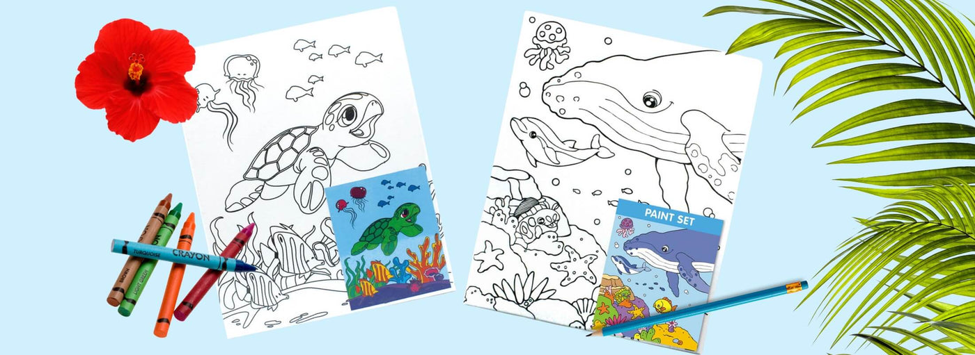 Island Heritage's canvas and paint set collection banner, featuring vibrant art supplies for creative island-inspired artwork