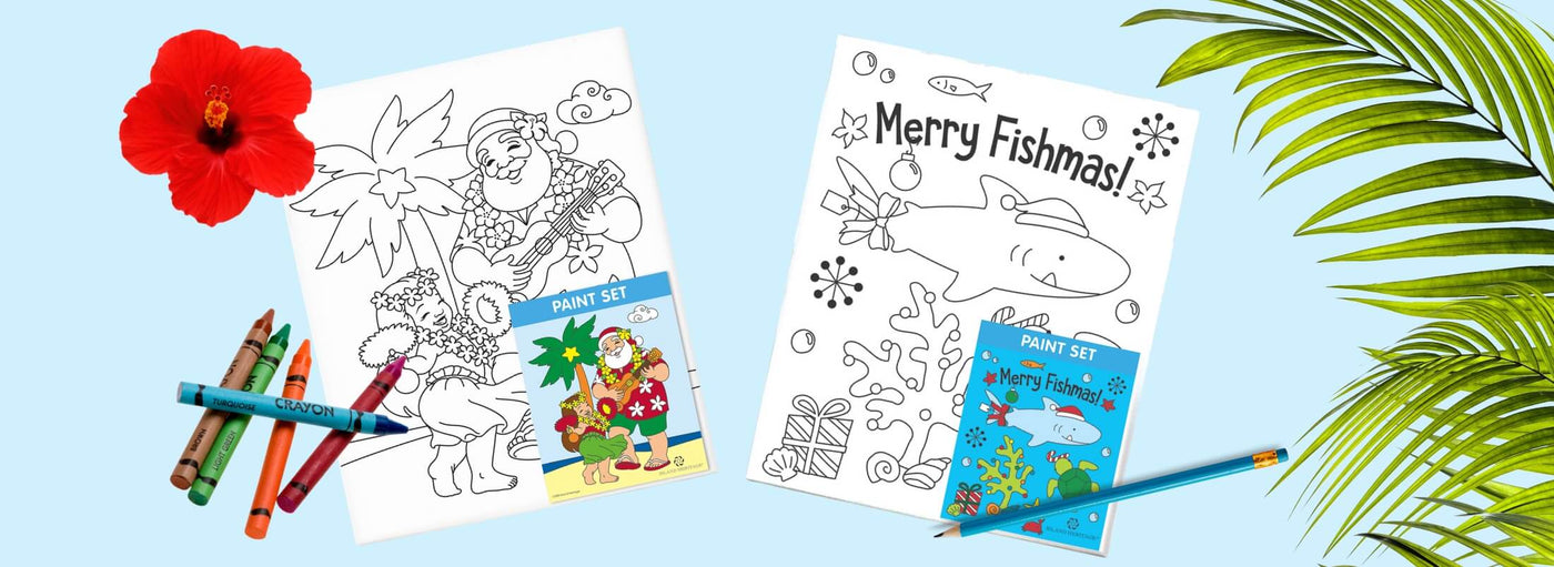 Island Heritage's Christmas canvas and paint set collection banner, featuring festive art supplies for creating holiday-themed masterpieces