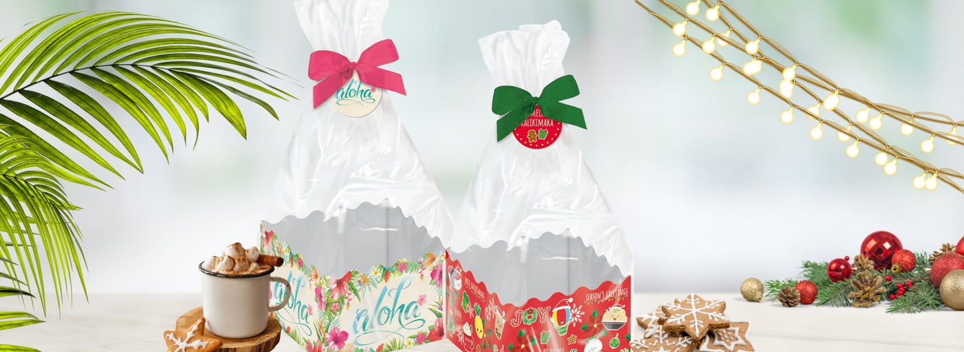 Island Heritage's Christmas Gift Packs collection banner, showcasing festive Hawaiian-themed gift sets perfect for holiday gifting