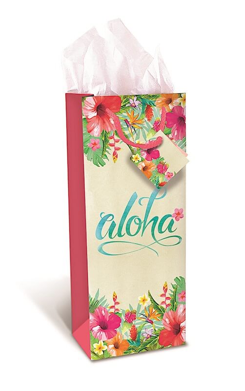 Colorful Aloha Floral Gift Bag with lush botanical patterns, adding a cheerful island touch to any special occasion.