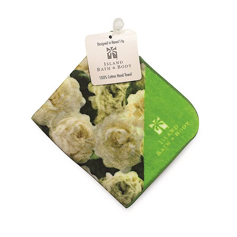 Hand Towel featuring the elegant Pikake Jasmine design, perfect for adding a soft, floral touch to your bathroom or kitchen.
