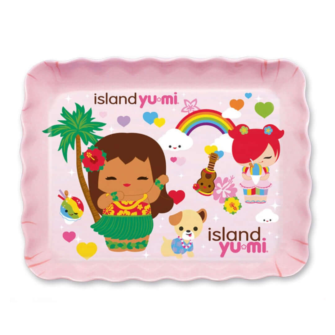 Island Yumi melamine tray featuring vibrant tropical designs, perfect for serving and display