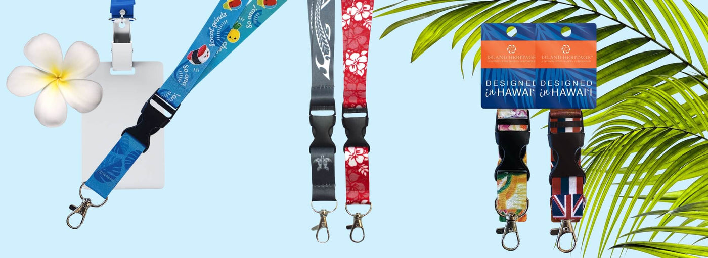 Explore the colorful and stylish Island Heritage Lanyards, perfect for adding a touch of Hawaiian charm to your daily essentials