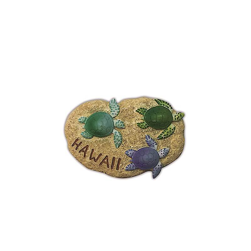 Hand Painted Polyresin Magnet featuring Honu Keiki with Hawaii lettering, a cute and colorful island keepsake.