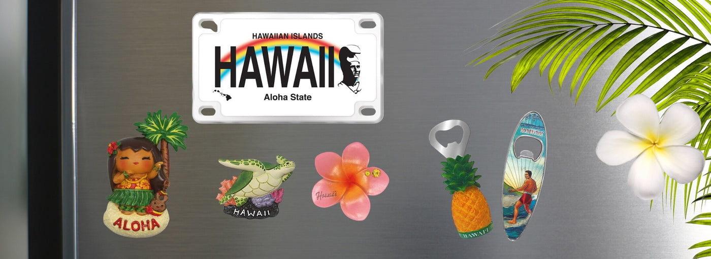 Discover the Island Heritage collection of Hawaii-inspired magnets, ideal for souvenirs or decorating your home with island vibes