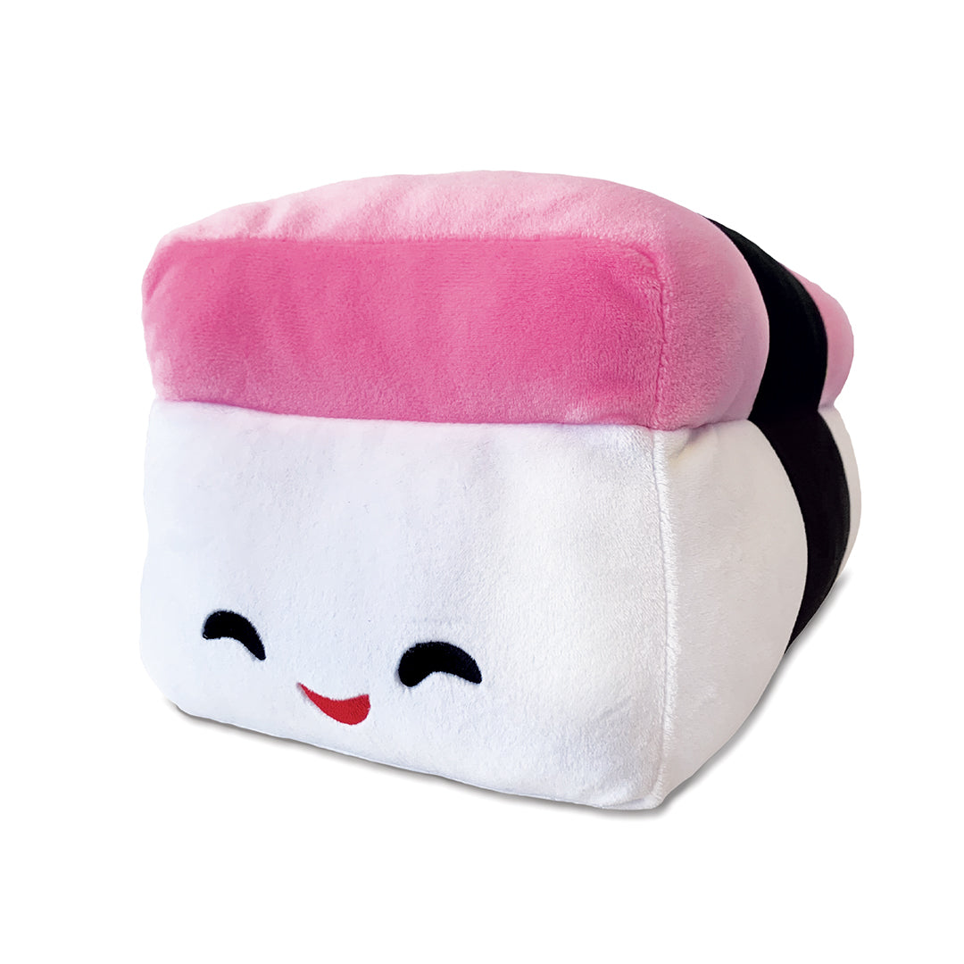 Adorable Musubi-themed Super Keiki Kuddles plush, a soft and huggable companion for keiki