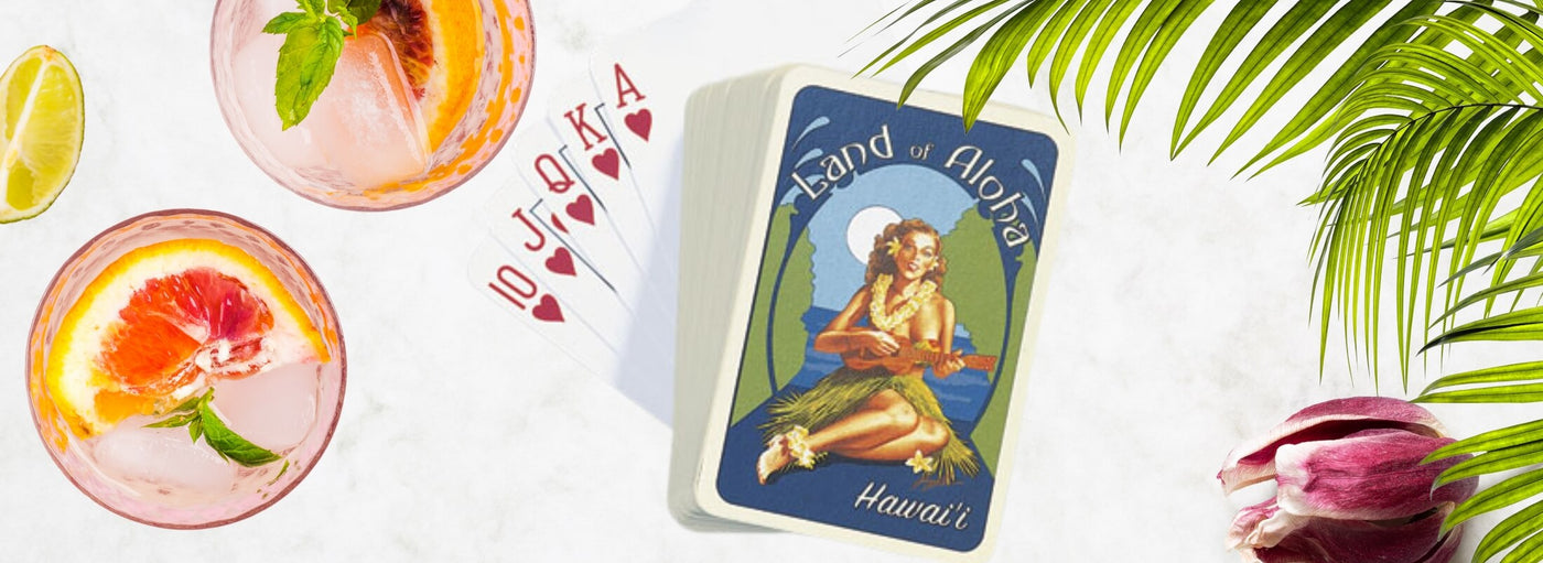 Island Heritage Hawaii collection of playing cards, offering vibrant designs for a fun, island-inspired game experience