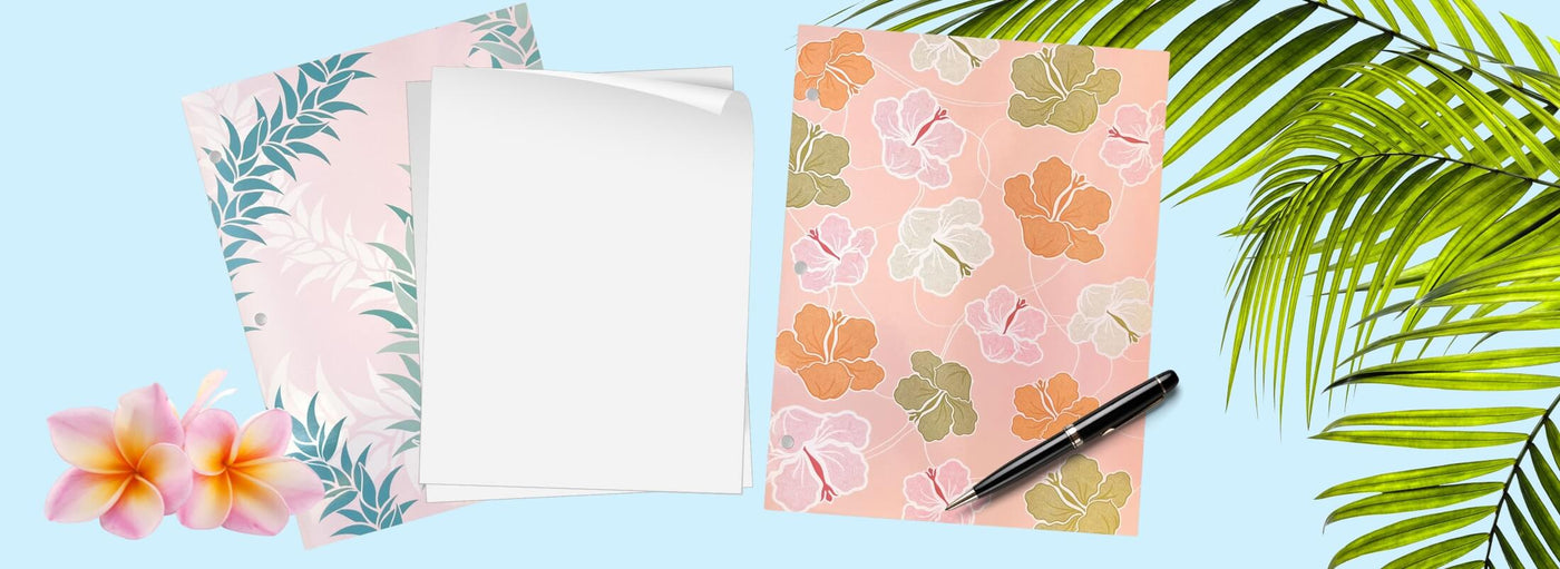 Island Heritage's Hawaii-themed portfolio folders collection banner, perfect for organizing with a touch of aloha