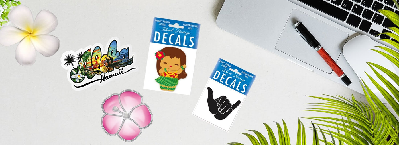 Explore Island Heritage’s Hawaii-themed sticker collection, perfect for adding a touch of aloha to any project