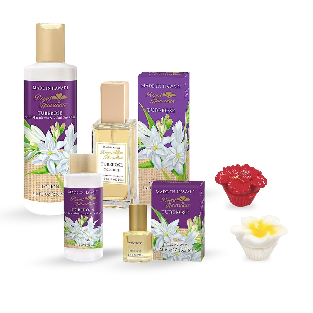 Tuberose Cologne, Lotion, and Lip Gloss Gift Bundle featuring tropical-scented beauty essentials perfect for everyday indulgence or thoughtful gifting.