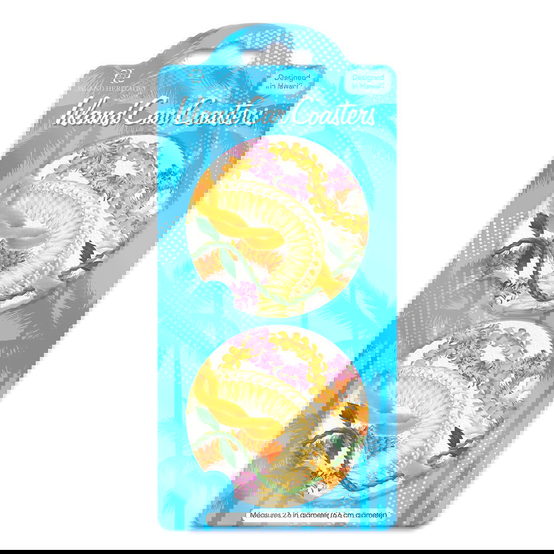 Tropical Leis of Aloha Island Car Coasters, enhancing your car interior while preventing spills.