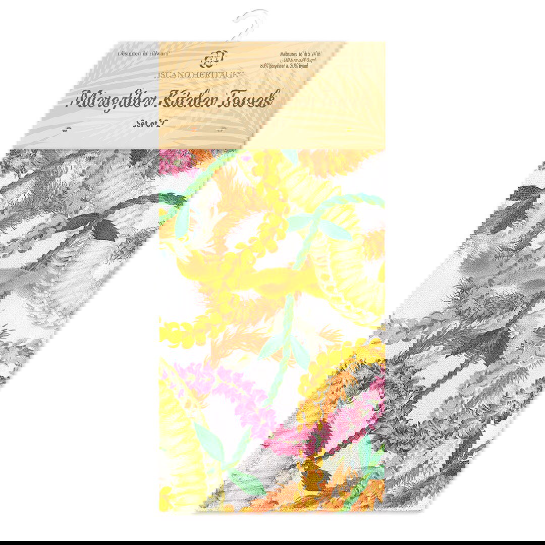 Kitchen Towels, Microfiber Set of 2- Leis of Aloha