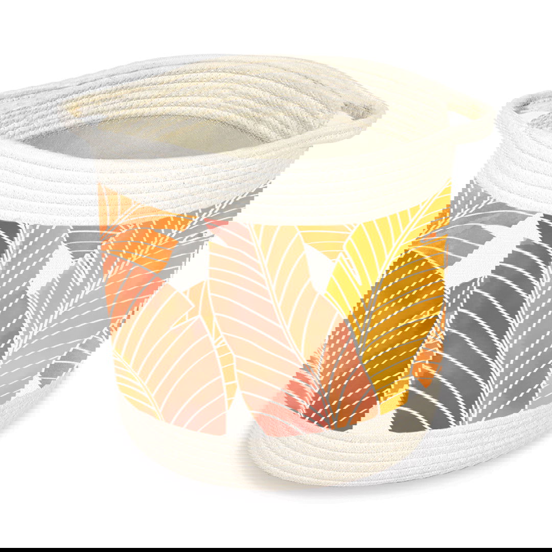 Storage Baskets, Tropical Leaves Brown - Medium