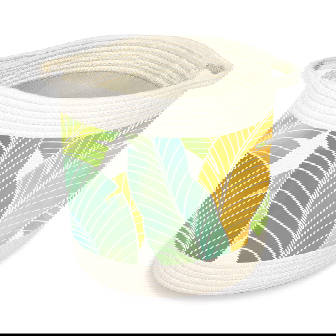 Storage Baskets, Tropical Leaves Green - Medium