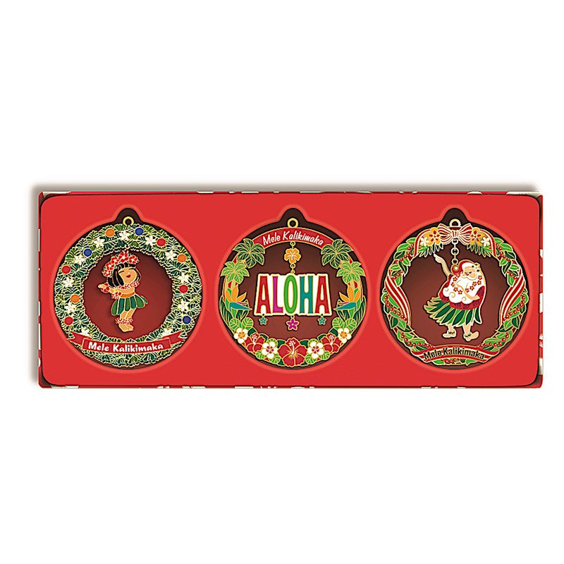Metal Die Cut Ornament 3 Pack, Holiday Hula