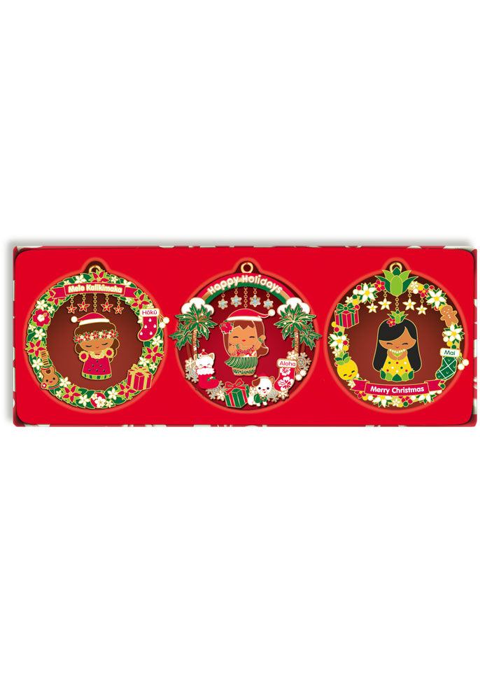 Metal Die Cut Ornament 3 Pack, Holiday Island Yumi