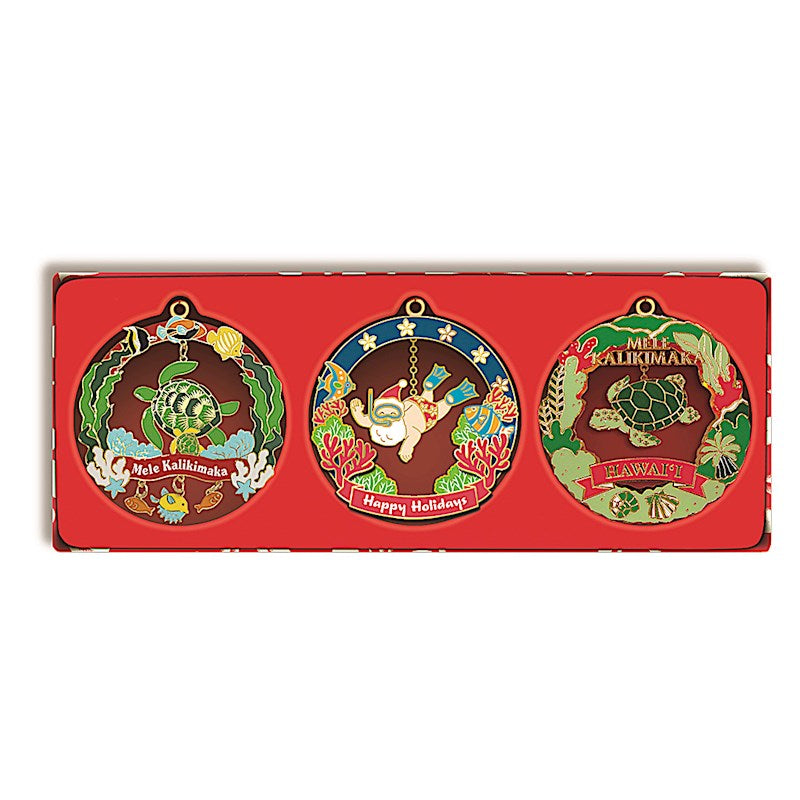 Metal Die Cut Ornament 3 Pack, Island Style Holiday