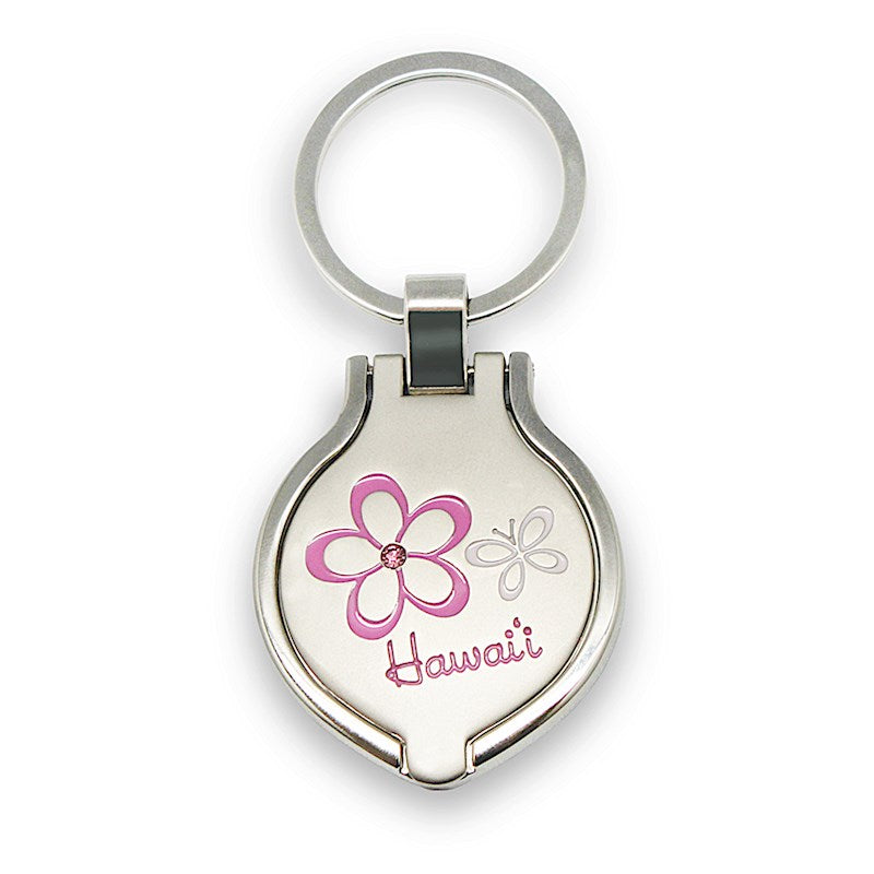 Metal Photo Frame Keychain, Pink Plumeria - Hawai'i