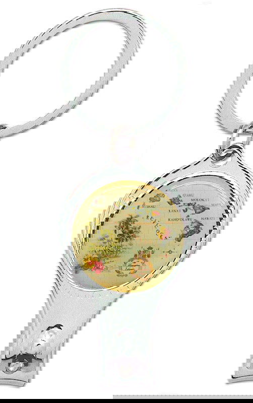 Nail clipper keychain featuring an Island of Hawaii design, showcasing vibrant tropical imagery, perfect for convenient nail care on the go.