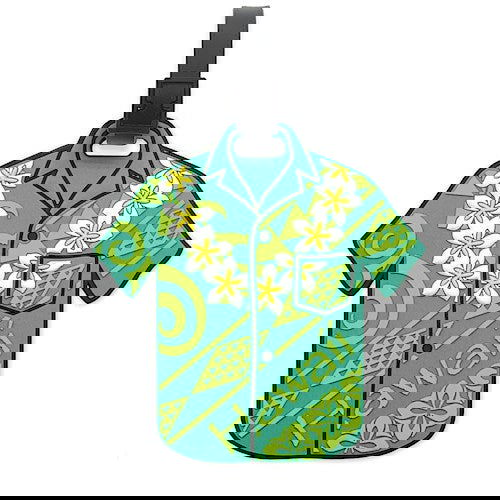 PVC ID/Luggage Tag, Aloha Shirt Green