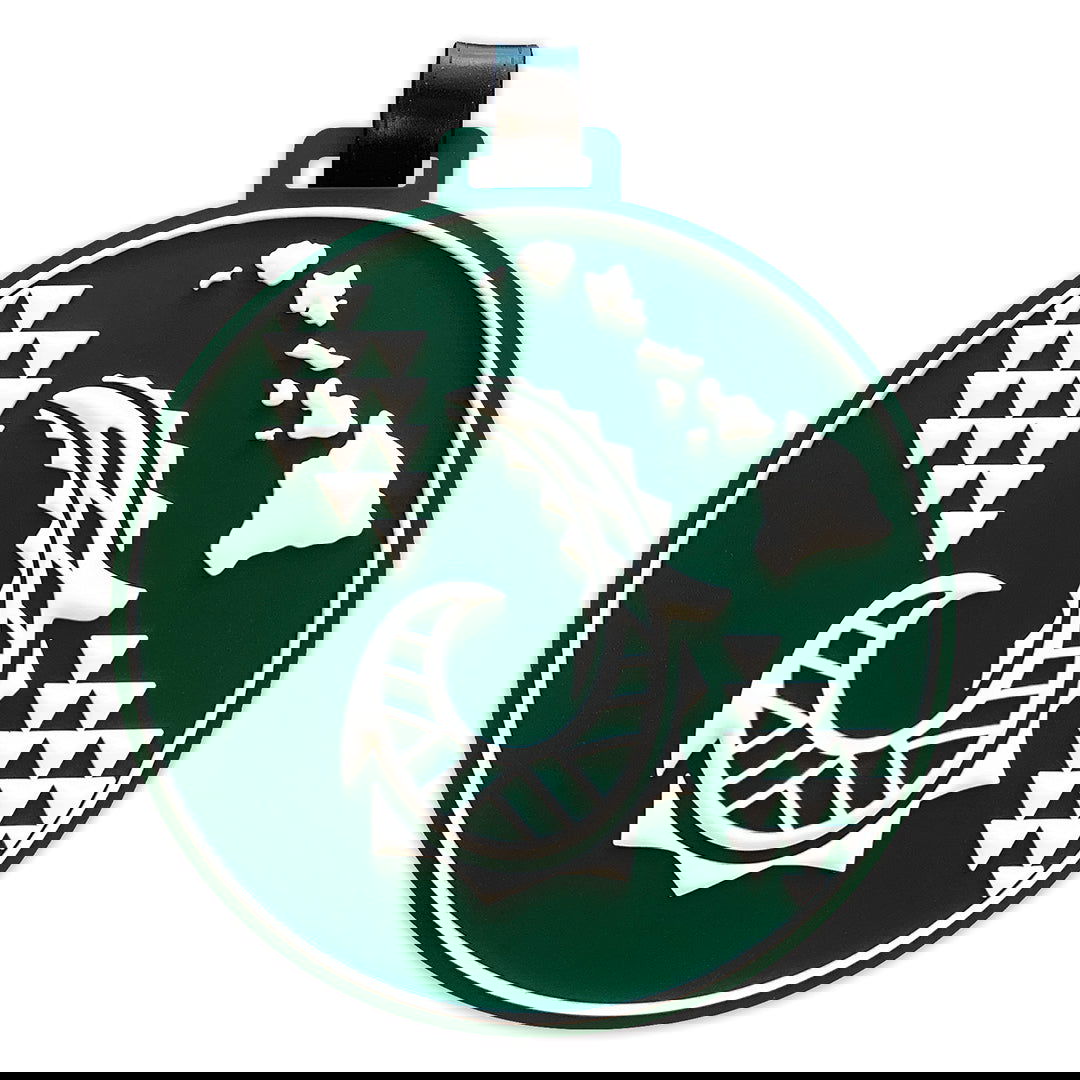 PVC Luggage Tag, Tribal Hook- Green