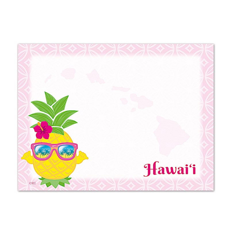Rectangular Stick'n notes featuring a Pineapple Shaka design, showcasing playful pineapple graphics and the iconic shaka sign, perfect for jotting down messages.