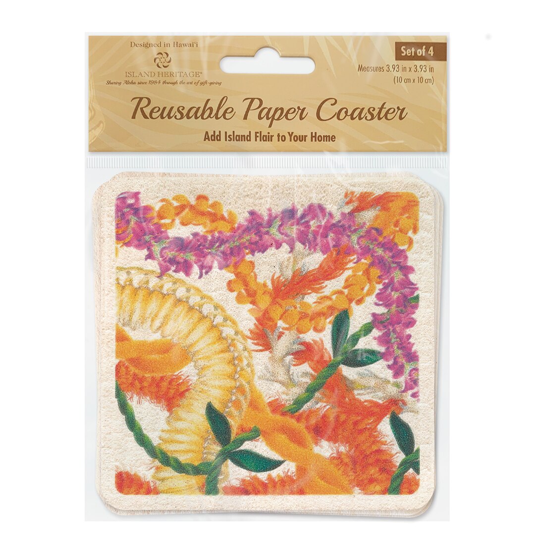 Reusable Paper Coasters, Leis of Aloha