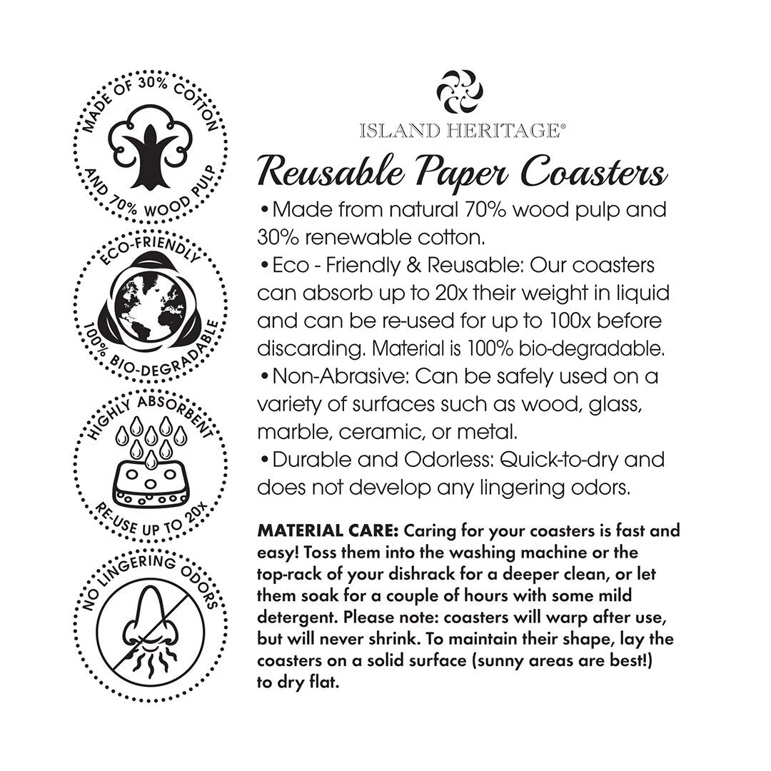 Reusable Paper Coasters, Leis of Aloha