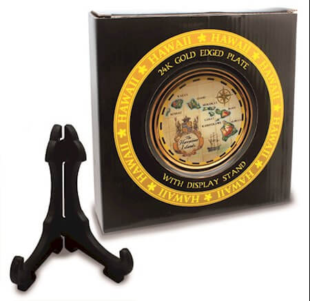 Souvenir Gold Display Plate 6", Islands of Hawaii - Tan SOUVENIRS