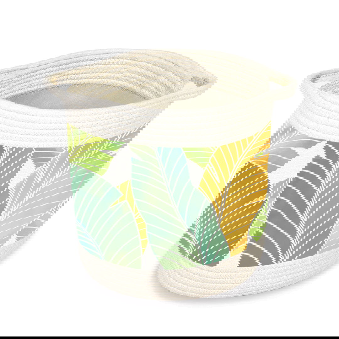 Storage Baskets, Tropical Leaves Green - Small