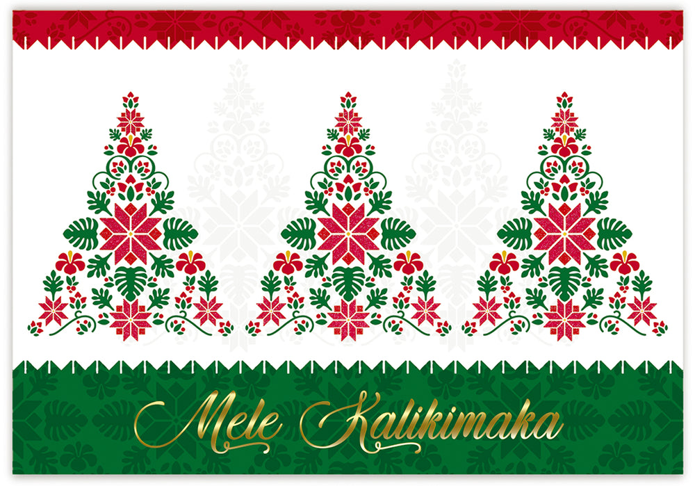 Supreme Box Mele Kalikimaka 12 Pack Cards, Hawaiian Holiday Tree