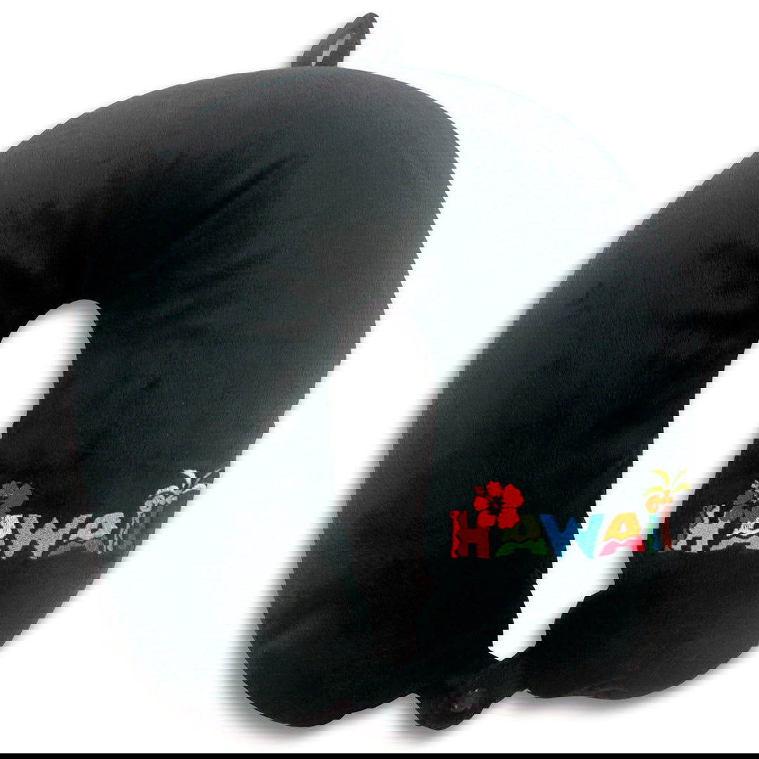 Travel neck pillow featuring a Hawaiian Adventures design, showcasing vibrant tropical graphics and illustrations, ideal for comfort during travel.