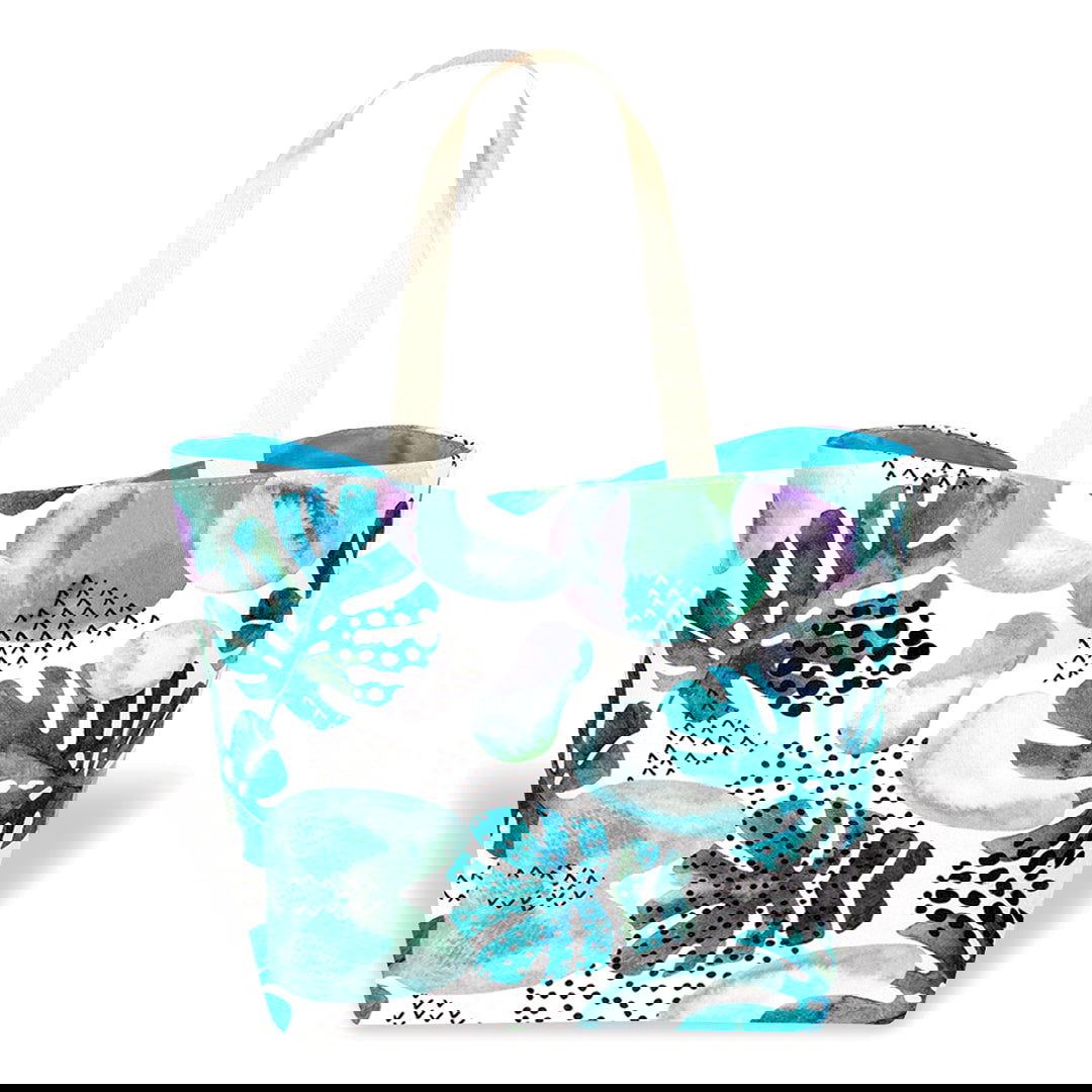 Tropical Beach Totes, Midnight Monstera