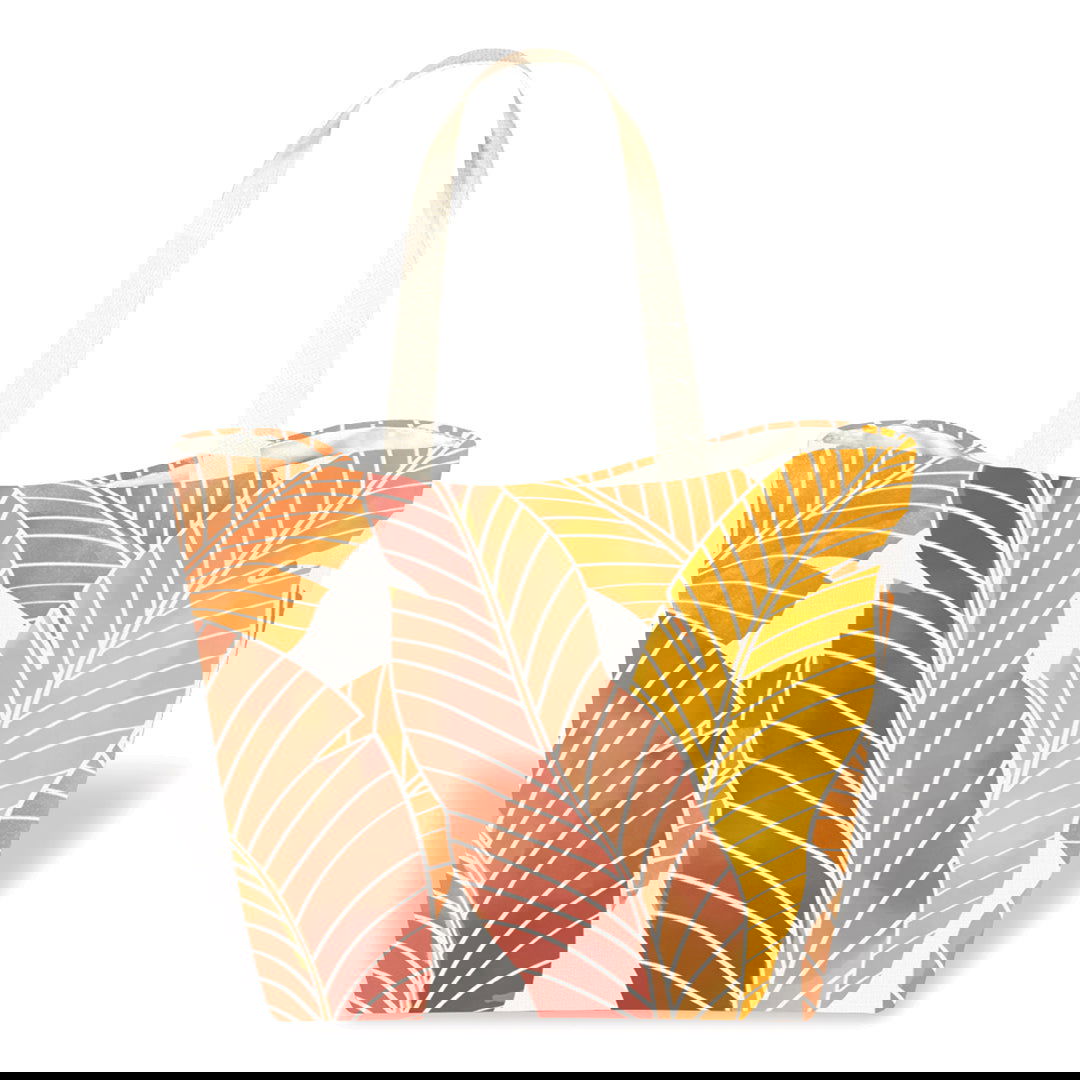 Tropical Beach Totes, Tropical Leaves - Brown