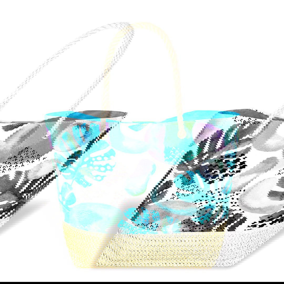 Tropical Straw Totes, Midnight Monstera