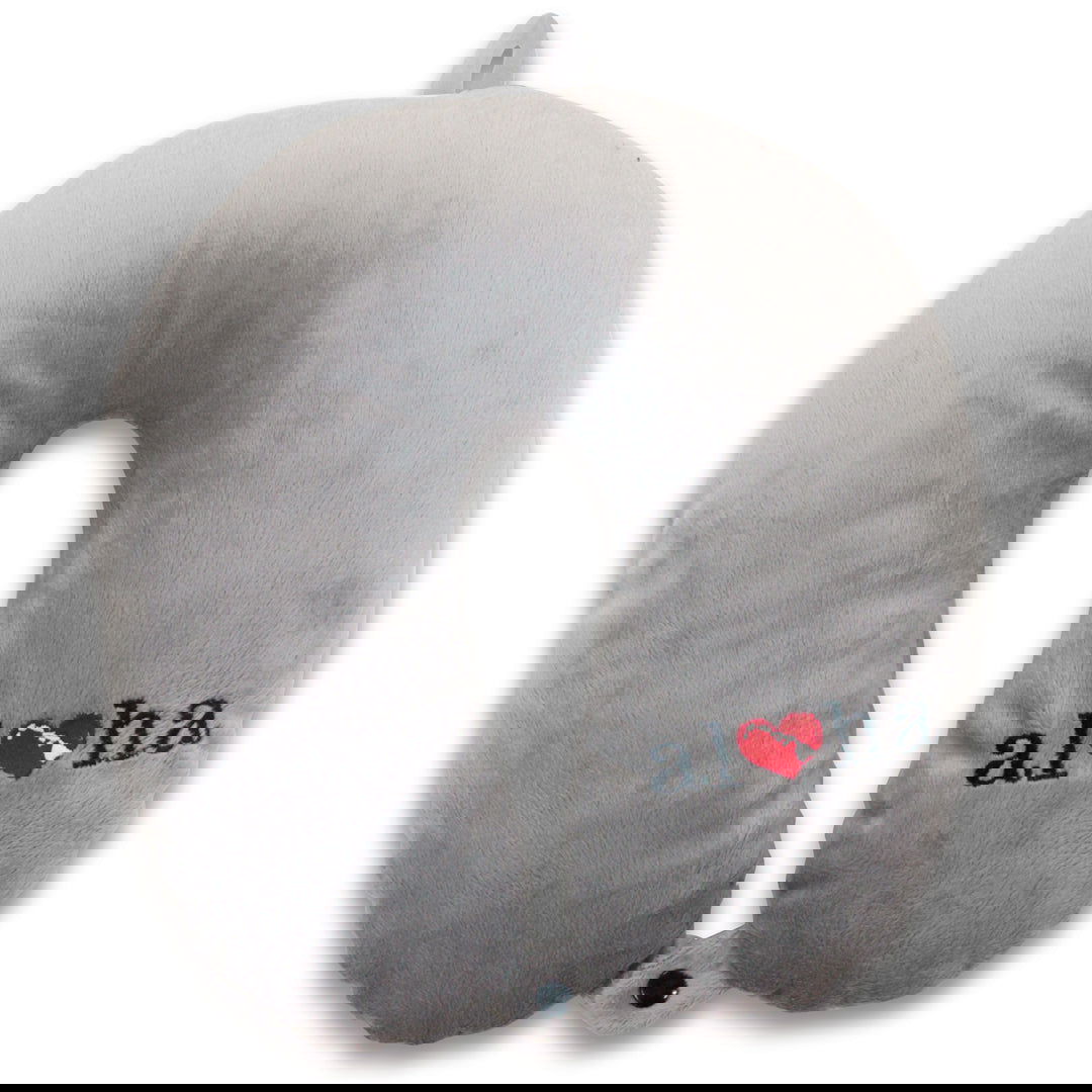 Velvet travel neck pillow featuring a Heart of Hawaii design, showcasing tropical motifs and vibrant colors, ideal for comfortable and stylish travel.
