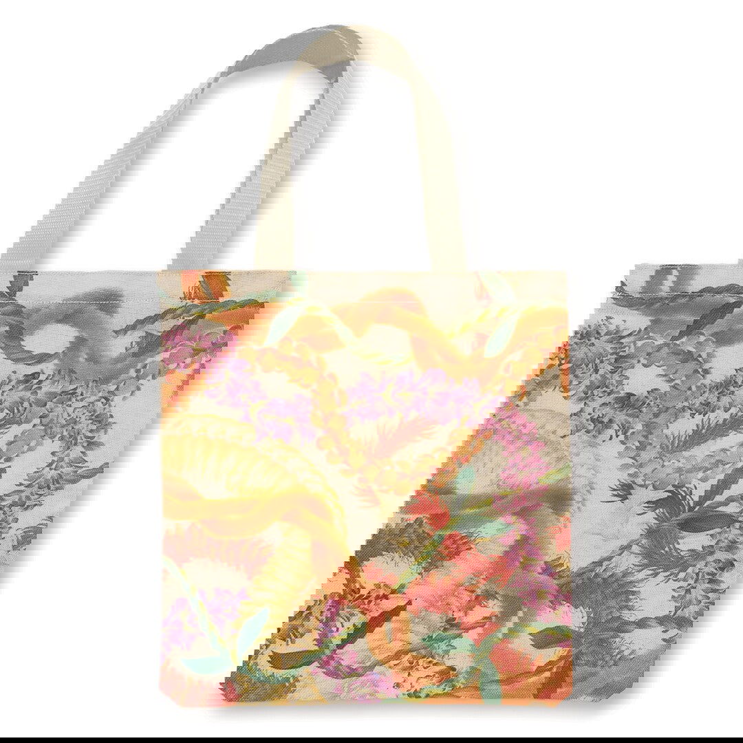 Woven Tote with Zipper, Leis of Aloha